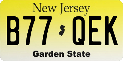 NJ license plate B77QEK