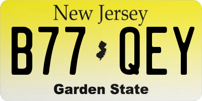 NJ license plate B77QEY