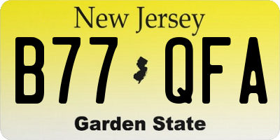 NJ license plate B77QFA