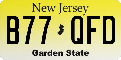 NJ license plate B77QFD