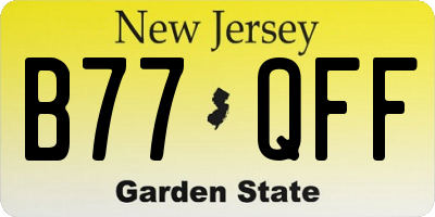 NJ license plate B77QFF