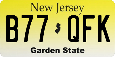 NJ license plate B77QFK