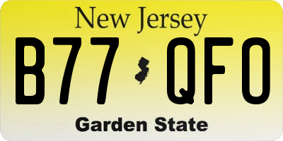 NJ license plate B77QFO