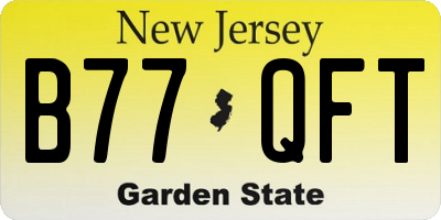 NJ license plate B77QFT