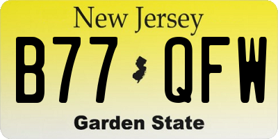 NJ license plate B77QFW