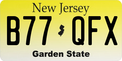 NJ license plate B77QFX