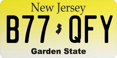 NJ license plate B77QFY