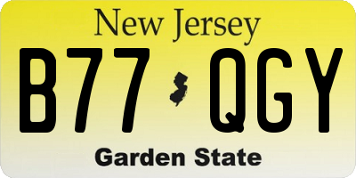 NJ license plate B77QGY