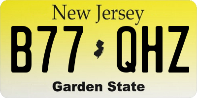 NJ license plate B77QHZ