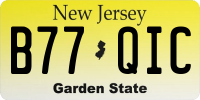 NJ license plate B77QIC