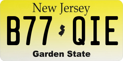 NJ license plate B77QIE