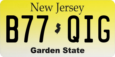 NJ license plate B77QIG