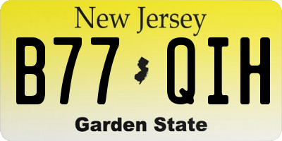 NJ license plate B77QIH