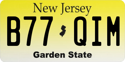 NJ license plate B77QIM