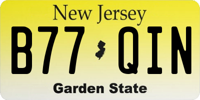 NJ license plate B77QIN