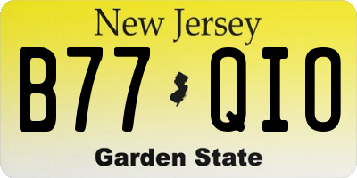 NJ license plate B77QIO