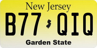 NJ license plate B77QIQ