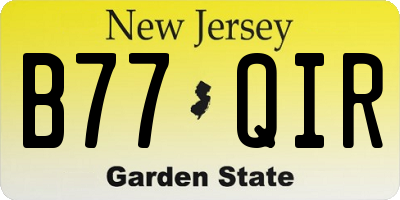 NJ license plate B77QIR