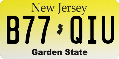 NJ license plate B77QIU