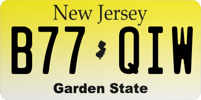 NJ license plate B77QIW
