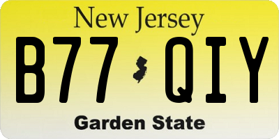 NJ license plate B77QIY