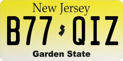 NJ license plate B77QIZ