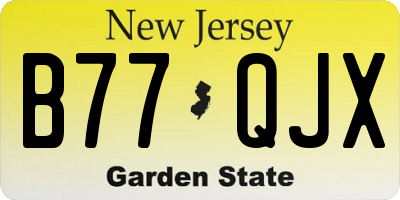 NJ license plate B77QJX