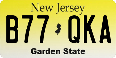 NJ license plate B77QKA