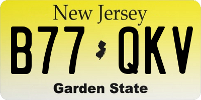 NJ license plate B77QKV