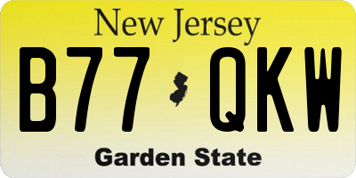 NJ license plate B77QKW