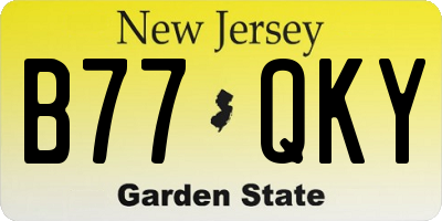 NJ license plate B77QKY