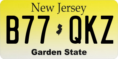 NJ license plate B77QKZ