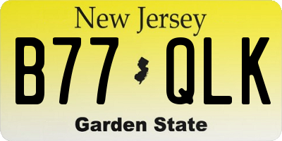NJ license plate B77QLK