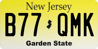 NJ license plate B77QMK