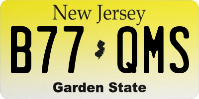 NJ license plate B77QMS