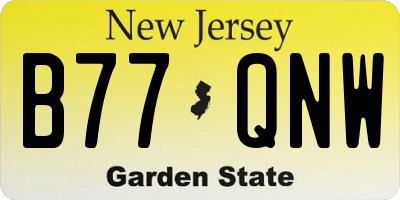 NJ license plate B77QNW