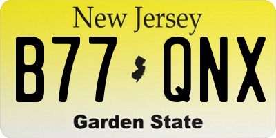 NJ license plate B77QNX