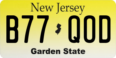 NJ license plate B77QOD
