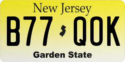 NJ license plate B77QOK