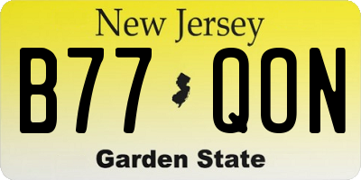 NJ license plate B77QON