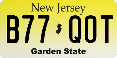 NJ license plate B77QOT