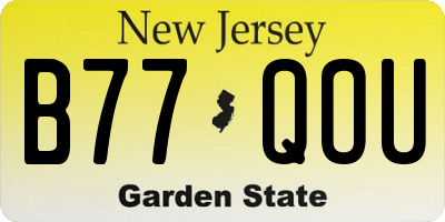 NJ license plate B77QOU