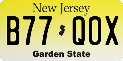 NJ license plate B77QOX