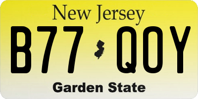 NJ license plate B77QOY