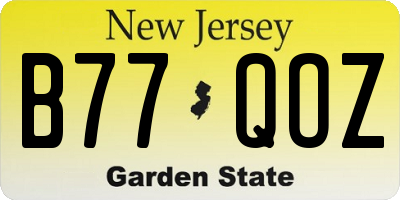 NJ license plate B77QOZ