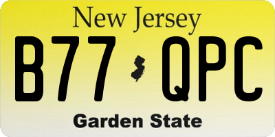 NJ license plate B77QPC