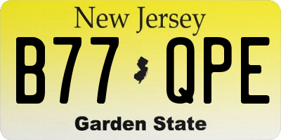 NJ license plate B77QPE