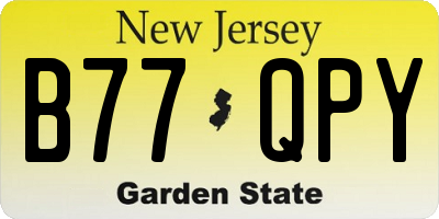 NJ license plate B77QPY