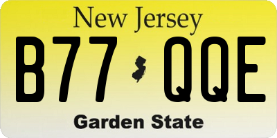 NJ license plate B77QQE