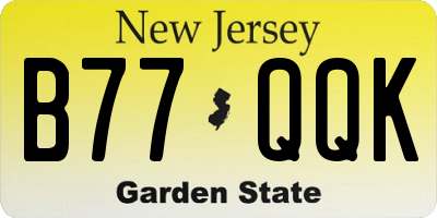 NJ license plate B77QQK